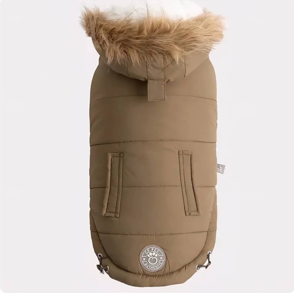 GF Pet Urban Parka Khaki Color. Sherpa lined. XL for dogs up to 40lbs